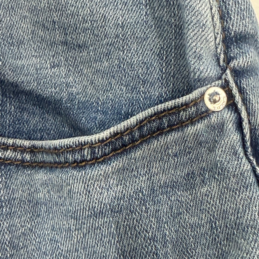 Chico's Light Blue Patchwork Straight-Leg Jeans - image 5